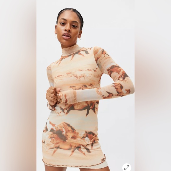 Urban Outfitters Dresses & Skirts - Urban Outfitters Alessia Mock Neck Horse Print Mini Dress